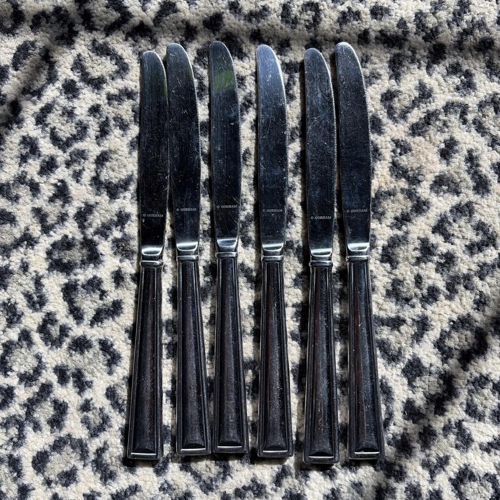 Gorham Marabella Stainless Dinner Knife set of 6, 9 1/2" Flatware Silverware
